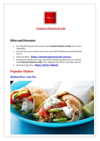 Tusmore Pizzeria & Cafe– 20% off- Pizza restaurant Tusmore, Adelaide SA