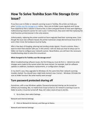 Resolve Toshiba Scan File Storage Error
