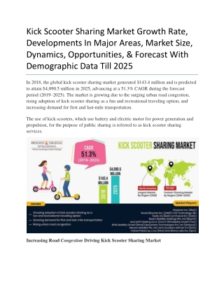 Demand for Kick Scooter Sharing Market - P&S Intelligence