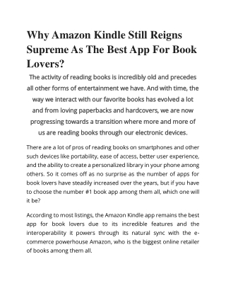 Why Amazon Kindle Still Reigns Supreme As The Best App For Book Lovers?