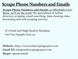 Scrape Phone Numbers and Emails