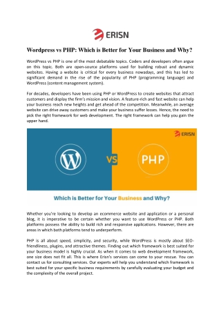 Wordpress vs PHP: Which is Better for Your Business and Why?