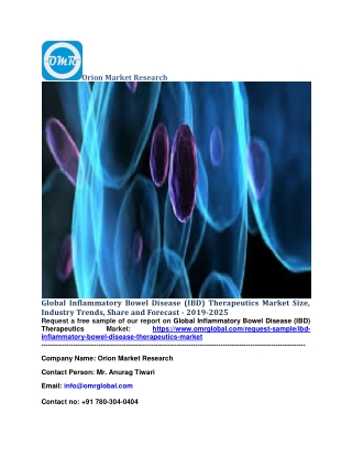 Global Inflammatory Bowel Disease (IBD) Therapeutics Market Size, Industry Trends, Share and Forecast - 2019-2025