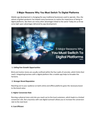 5 Major Reasons Why You Must Switch To Digital Platforms