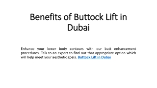 Benefits of Buttock Lift in Dubai