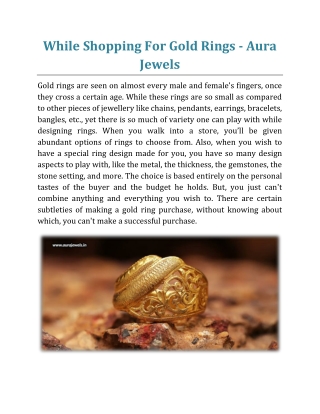 While Shopping For Gold Rings - Aura Jewels