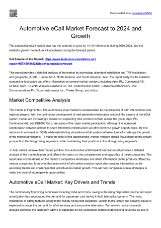 Automotive eCall Market 2024 Growth and Share