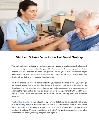 Visit Land O’ Lakes Dental for the Best Dental Check up