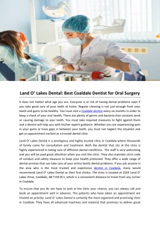 Land O’ Lakes Dental: Best Coaldale Dentist for Oral Surgery