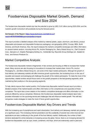 Foodservices Disposable Market News 2024