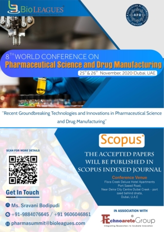 8th World Conference on Pharmaceutical Science and Drug Manufacturing