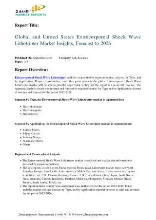 Extracorporeal Shock Wave Lithotripter Market Insights, Forecast to 2026