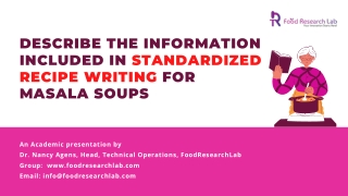 standardized recipe writing for masala soups - FoodResearchLab