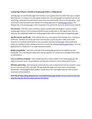 Landing Page Software | Benefits of Landing Page Builders | 360Quadrants