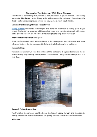 Standardize The Bathroom With These Showers