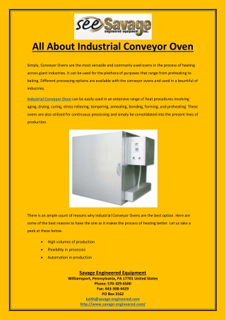 All About Industrial Conveyor Oven