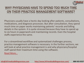 WHY PHYSICIANS HAVE TO SPEND TOO MUCH TIME ON THEIR PRACTICE MANAGEMENT SOFTWARE?