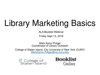 Library Marketing Basics book talk