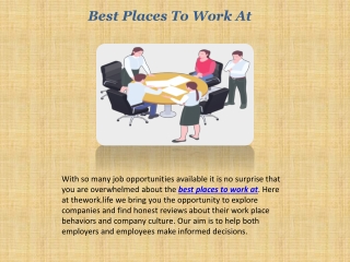 Best Places To Work At