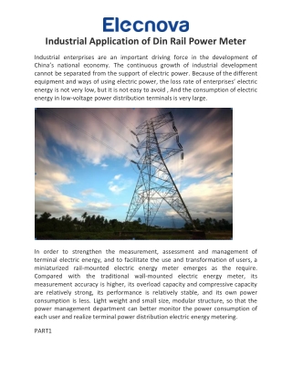 Industrial application of din rail power meter