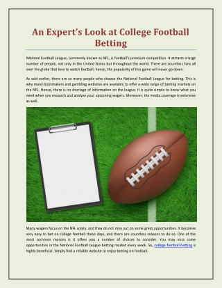 An Expert’s Look at College Football Betting