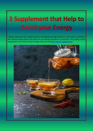 3 Supplement that Help to Boost your Energy
