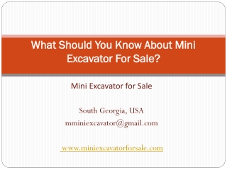 What Should You Know About Mini Excavator For Sale?