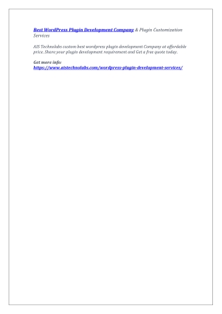 Best WordPress Plugin Development Company & Plugin Customization Services