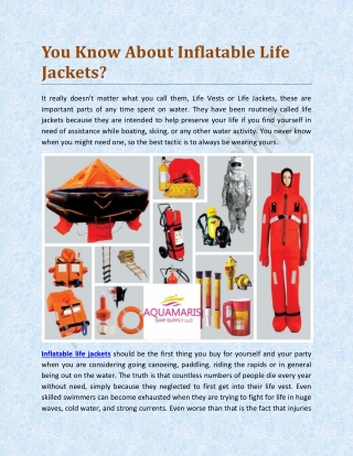 You Know About Inflatable Life Jackets?