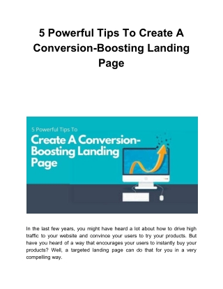 5 Powerful Tips To Create A Conversion-Boosting Landing Page