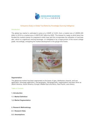 Exhaustive Study on Global Tea Market