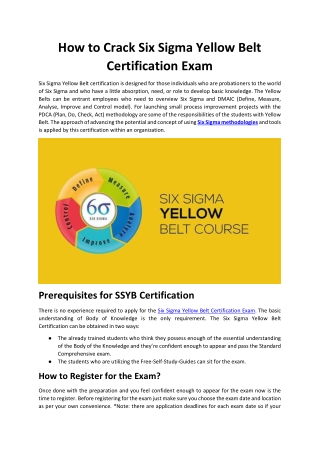 How to Crack Six Sigma Yellow Belt Certification Exam