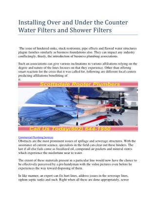 Installing Over and Under the Counter Water Filters and Shower Filters