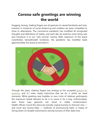 Corona-safe greetings are winning the world