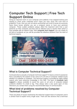 Computer Tech Support | Free Tech Support Online