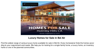 Luxury Homes for Sale in Bel Air