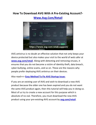 How To Download AVG With A Pre-Existing Account?- Www.Avg.Com/Retail