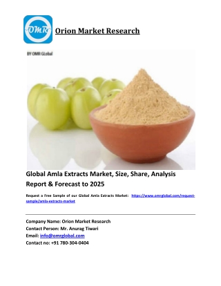Global Amla Extracts Market Growth, Size, Share, Industry Report and Forecast 2020-2026