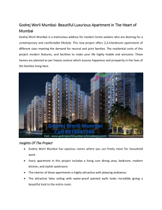 Godrej Worli Location In Mumbai