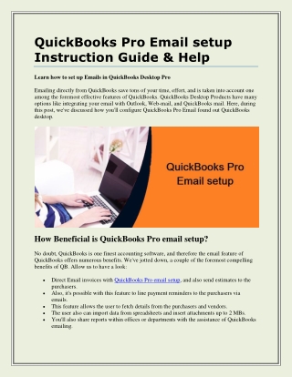 How do I Set up Email in QuickBooks Pro with Easy Steps