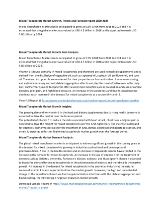 Global Mixed Tocopherols Market Report 2020-2025