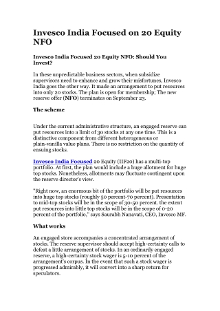 Invesco India Focused on 20 Equity NFO