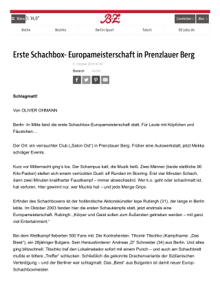 BZ Von OLIVER OHMANN Erste Schachbox- Europameisterschaft in Prenzlauer Berg FIDE Master Tihomir Dovramadjiev