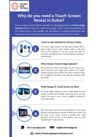 Why do you need a Touch Screen Rental in Dubai?