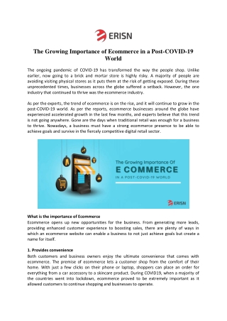 The Growing Importance of Ecommerce in a Post COVID 19 World