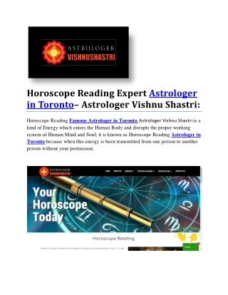 Horoscope Reading Expert Astrologer in Toronto– Astrologer Vishnu Shastri: