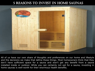 5 Reasons to Invest in Home Saunas