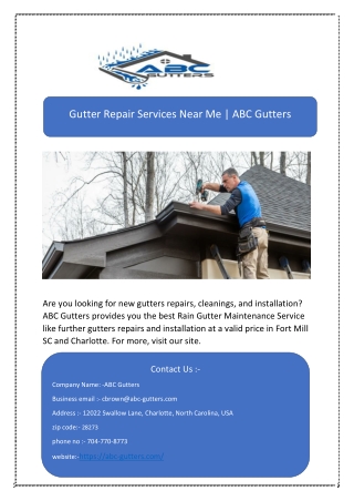 Gutter Repair Services Near Me | ABC Gutters