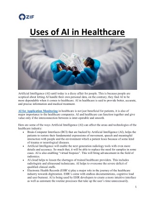 Uses of AI in Healthcare