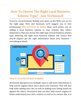 How To Choose The Right Local Business Schema Type - Jain Technosoft